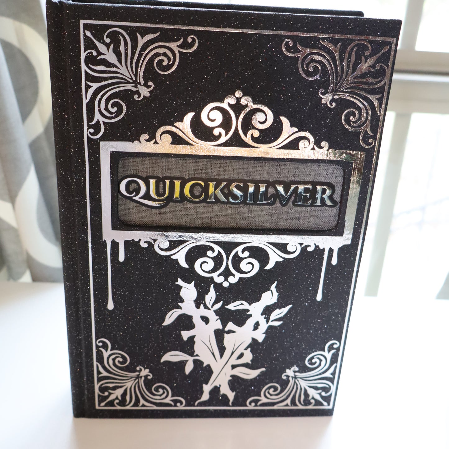 MADE TO ORDER Quicksilver Rebind- silver glitter on black