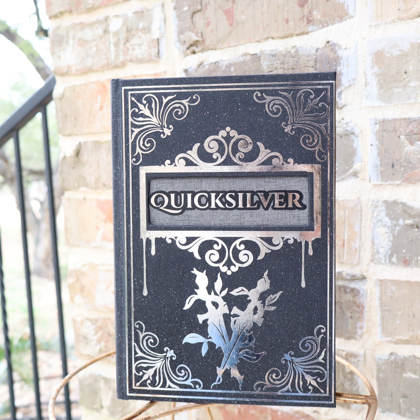 MADE TO ORDER Quicksilver Rebind-  silver glitter on black